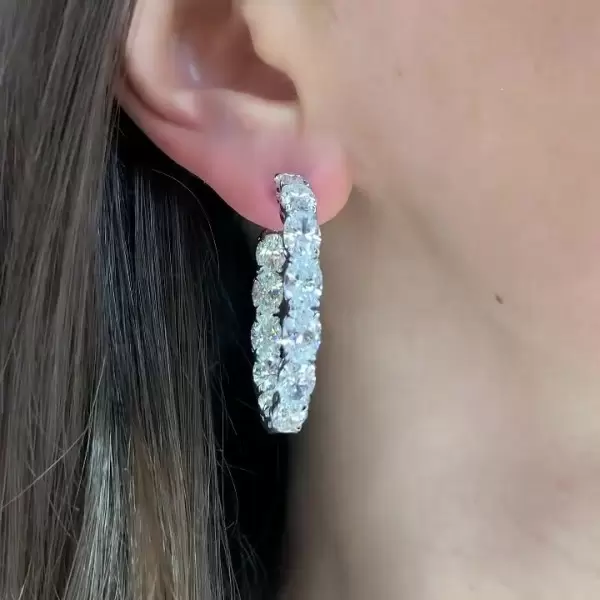 23ctw Oval Cut White Sapphire Hoop Earrings