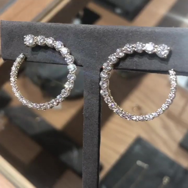 12.95ct Round Cut White Sapphire Hoop Earrings