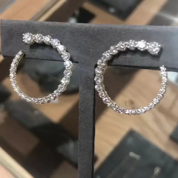 12.95ct Round Cut White Sapphire Hoop Earrings