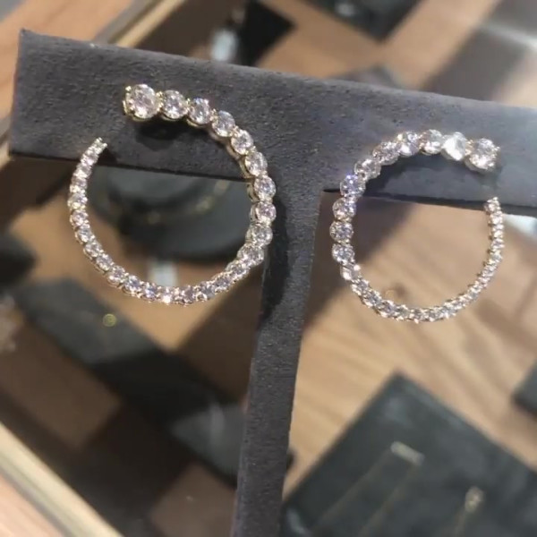 12.95ct Round Cut White Sapphire Hoop Earrings