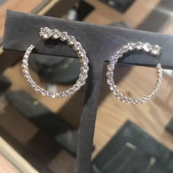12.95ct Round Cut White Sapphire Hoop Earrings