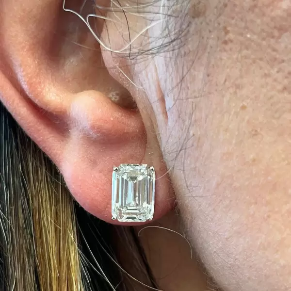 10ctw Emerald Cut White Sapphire Stud Earrings