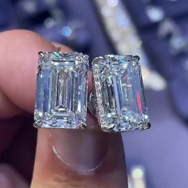 Emerald cut white sapphire earrings online