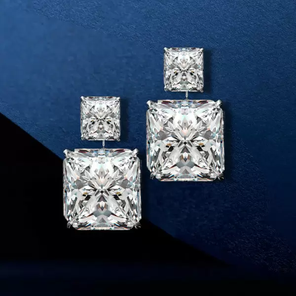 12ct Princess Cut White Sapphire Drop Earrings