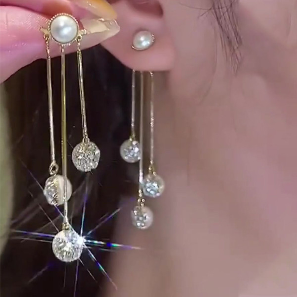 Fashion Pearl Drop Earrings in Sterling Silver