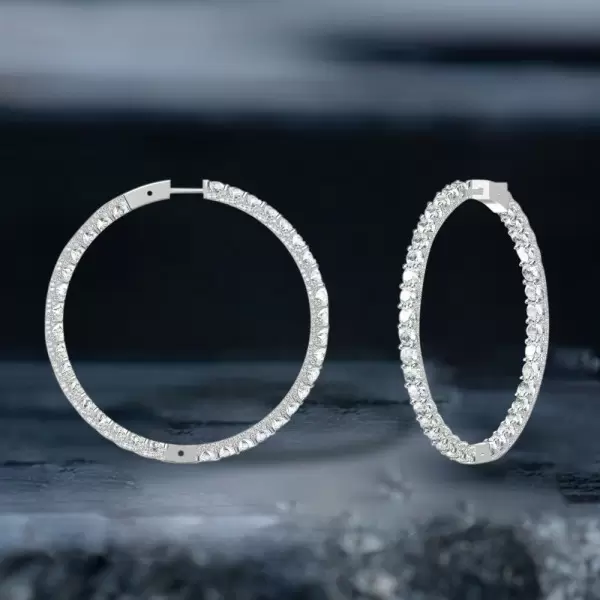 18ctw Round Cut White Sapphire Large Hoop Earrings