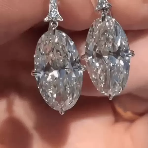 10.05ct Oval Cut White Sapphire Drop Earrings