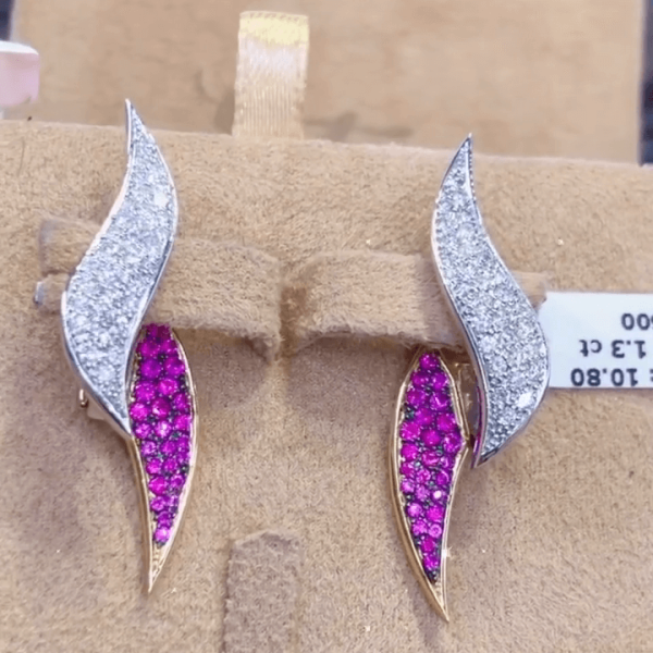Round Cut Ruby & White Sapphire Fashion Stud Earrings