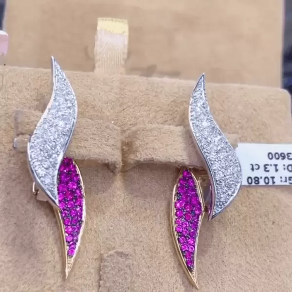 Round Cut Ruby & White Sapphire Fashion Stud Earrings