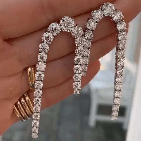 7.25ct Round  Cut White Sapphire Drop Earrings