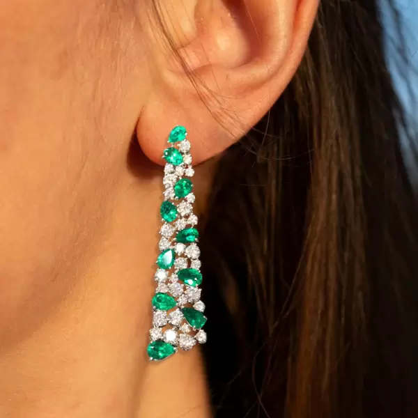 7.1ctw Emerald and White Sapphire Statement Earrings