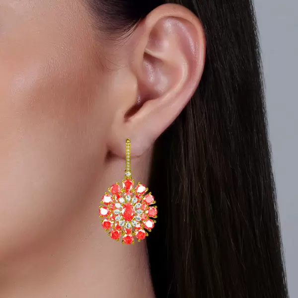 Nature Inspired 25ctw Oval Cut Ruby Statement Flower Earrings
