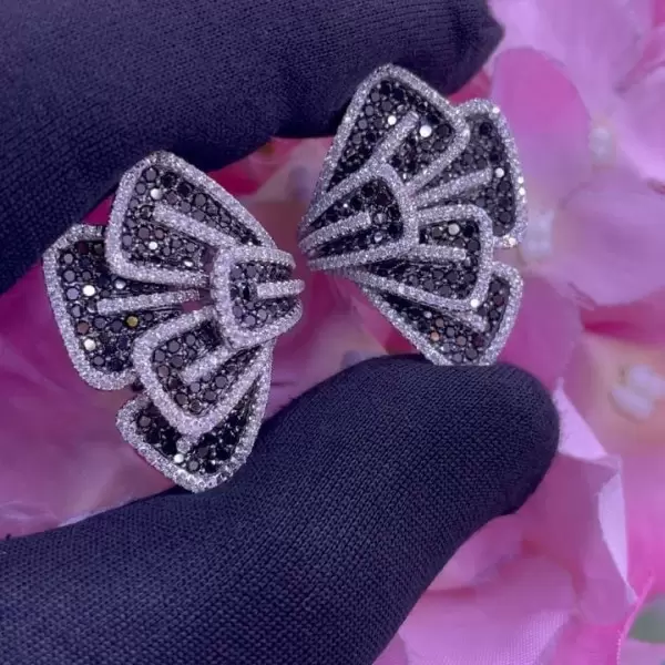 Butterfly Inspired Black Sapphire Statement Flower Earrings