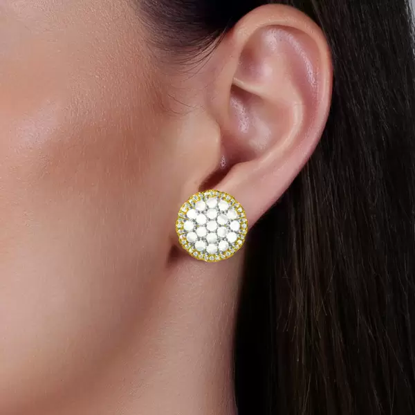 6.5CTW White Sapphire Cluster Flower Stud Earrings