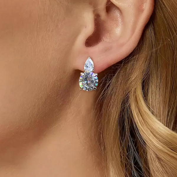 4.2CTW Round Cut White Sapphire Stud Earrings