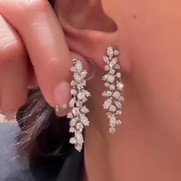 White Sapphire Cluster Flower Earrings