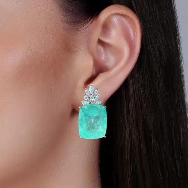 22ctw Cushion Cut Paraiba Tourmaline Earrings