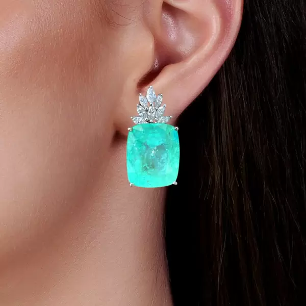 22ctw Cushion Cut Paraiba Tourmaline Earrings