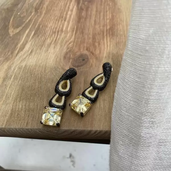 Asscher Cut Yellow Sapphire Statement Earrings