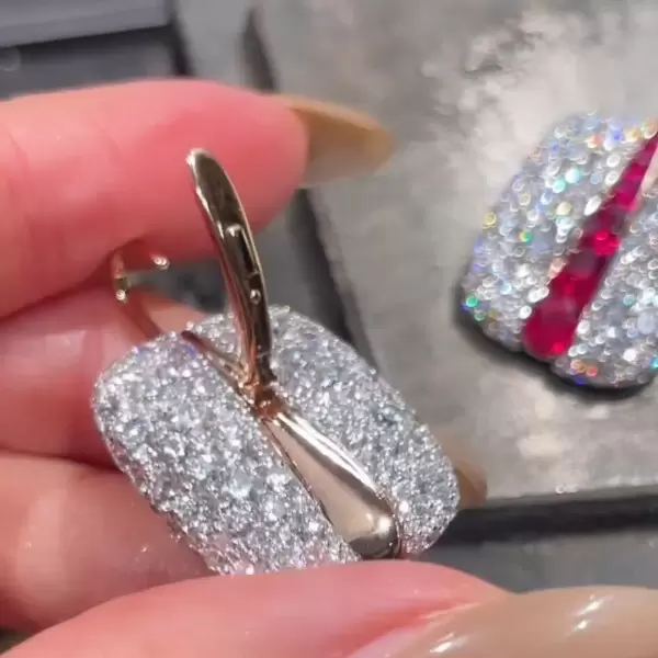 Square-shaped Paved Statement Earrings