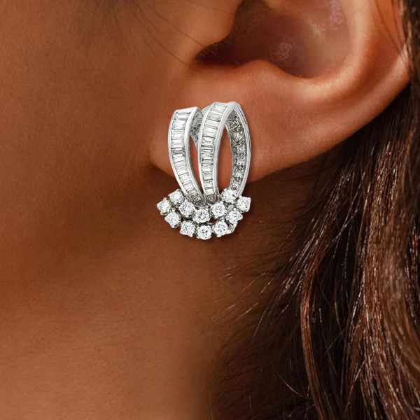 Vintage Nature Inspired White Sapphire Earrings
