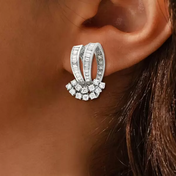 Vintage Nature Inspired White Sapphire Earrings