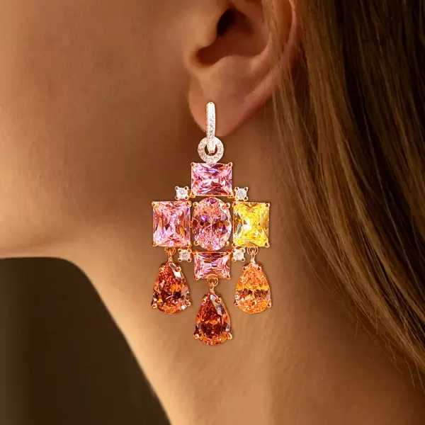 18ctw Multicolor Sapphire Statement Chandelier Earrings