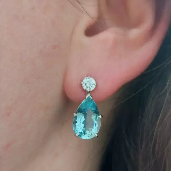 8ctw Pear Cut Aquamarine Drop Earrings