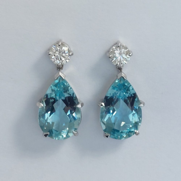 8ctw Pear Cut Aquamarine Drop Earrings