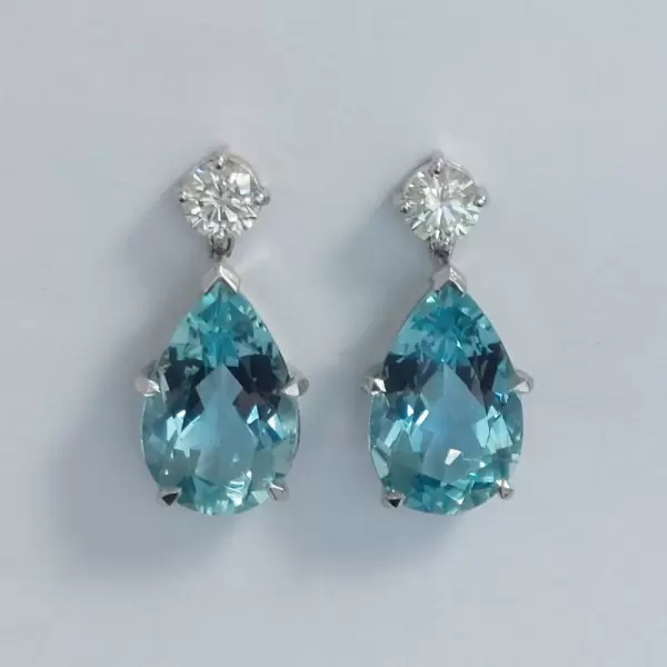8ctw Pear Cut Aquamarine Drop Earrings
