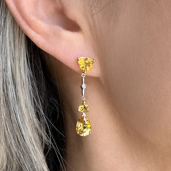 8ctw Vintage Citrine Yellow Sapphire Drop Earrings