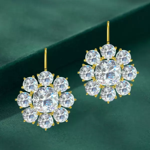 24.6ctw White Sapphire Cluster Flower Drop Earrings