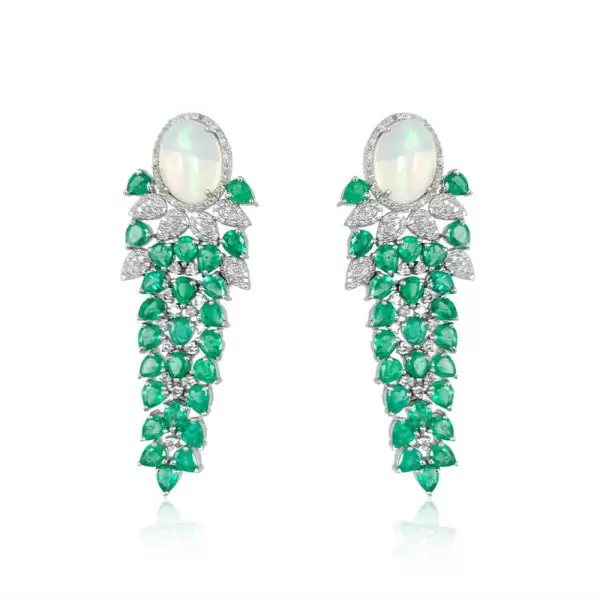 25ctw Emerald & Opal Statement Earrings