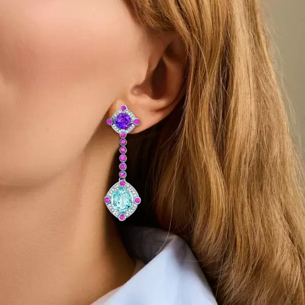 16ctw Oval Cut Aquamarine Drop Earrings
