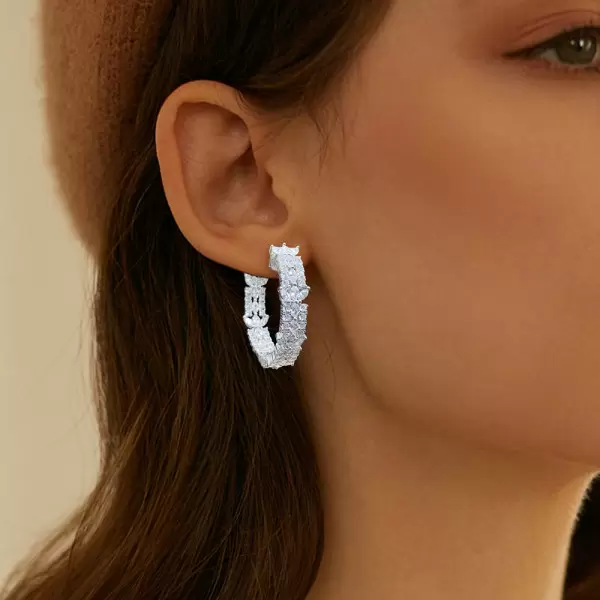 Multi-cut White Sapphire Hoop Earrings