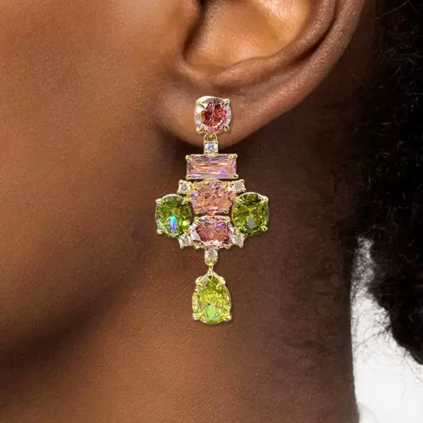 20ctw Multicolor Sapphire Statement Chandelier Earrings