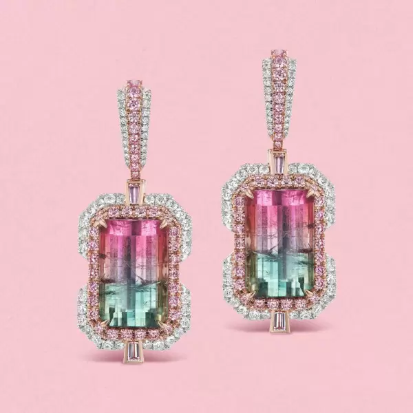 16ctw Bicolor Tourmaline Drop Earrings