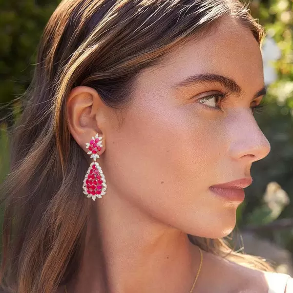 22ctw Ruby and White Sapphire Statement Drop Earrings