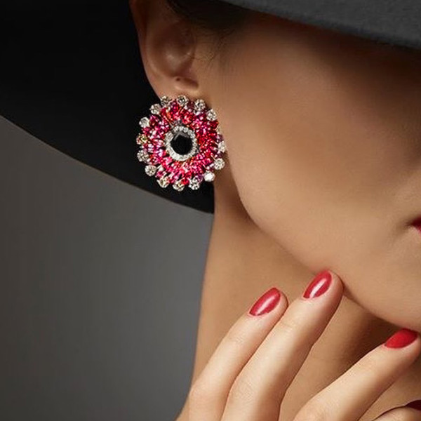 Nature Inspired Emerald/Ruby Statement Earrings
