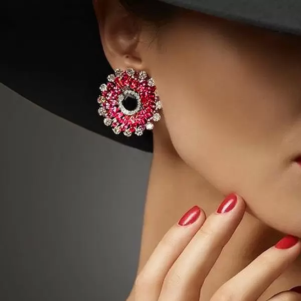 Nature Inspired Emerald/Ruby Statement Earrings