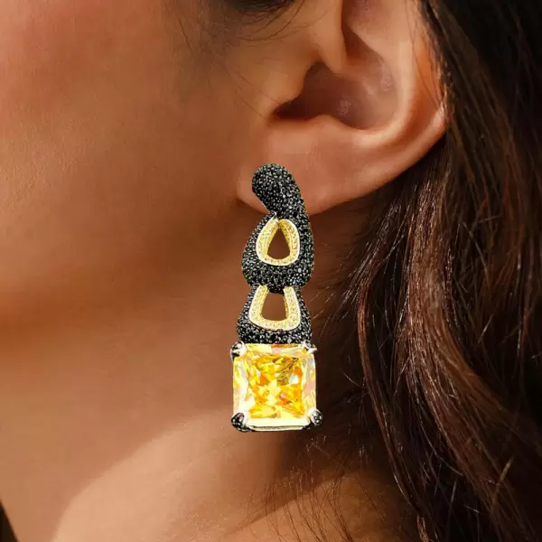 25ctw Princess Cut Emerald/Yellow Sapphire Statement Earrings