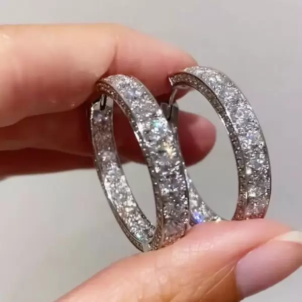 11ctw Round Cut Three-side Hoop Earrings