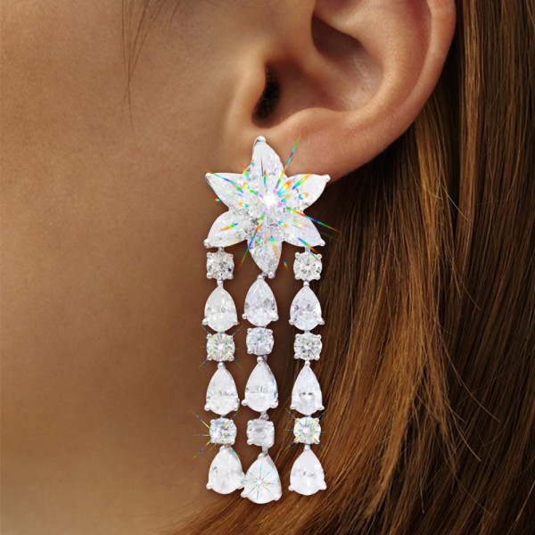 17ctw Multi-Cut White Sapphire Chandelier Earrings