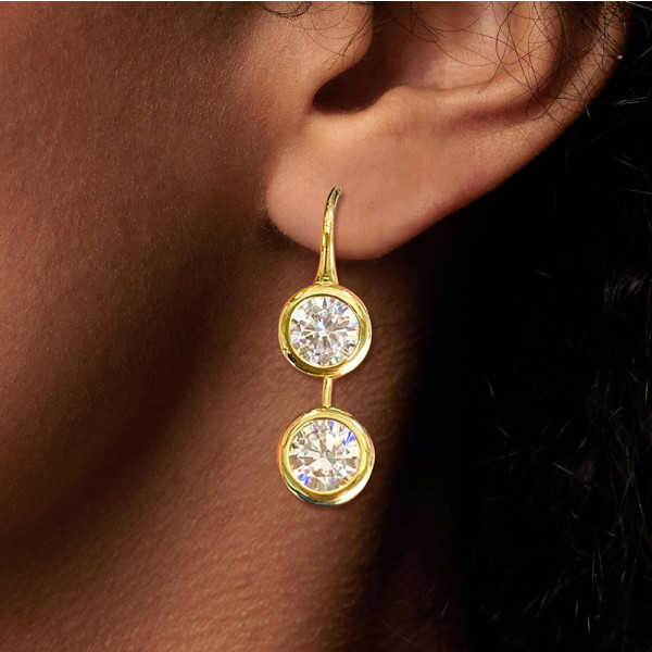 8ctw Round Cut White Sapphire Drop Earrings