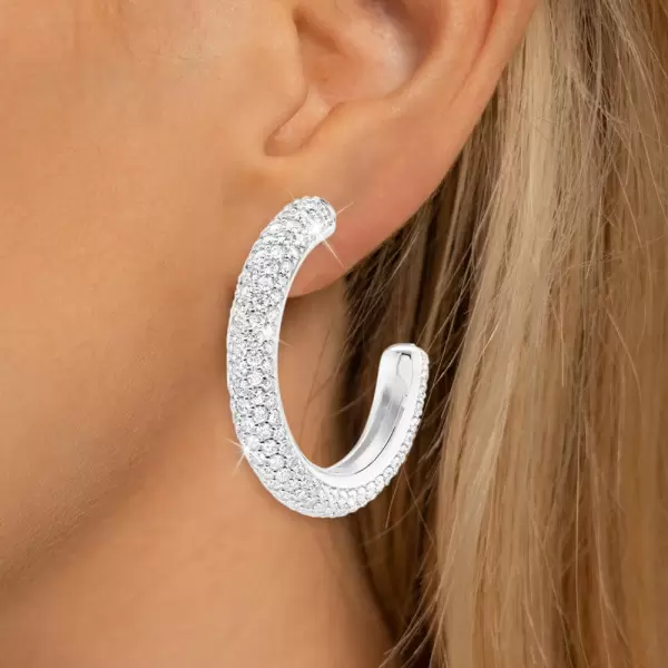 6ctw White Sapphire Paved Classic Arc Hoop Earrings