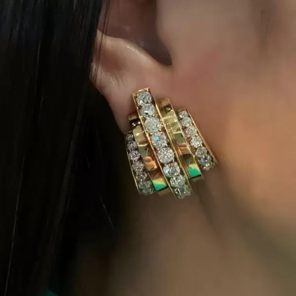 8ctw White Sapphire Contemporary Art Inspired Bold Earrings