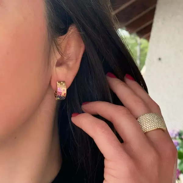 Flush Set Multicolor Sapphire Starry Hoop Earrings
