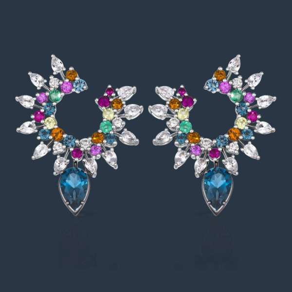 6ctw Multicolor Sapphire Firework Earrings