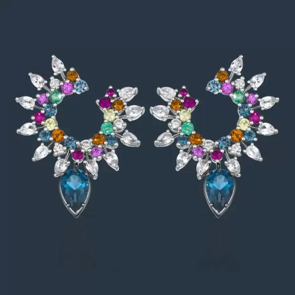 6ctw Multicolor Sapphire Firework Earrings