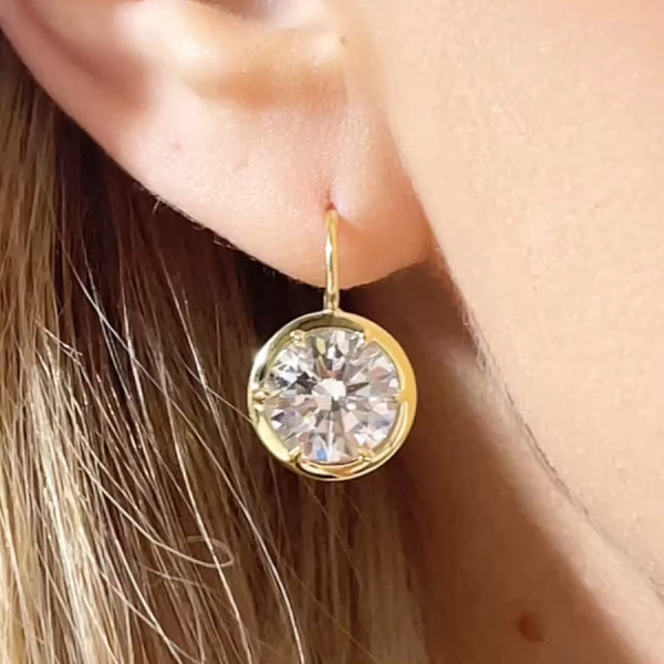 7.5ctw Bezel Set Round Cut Classic Drop Earrings